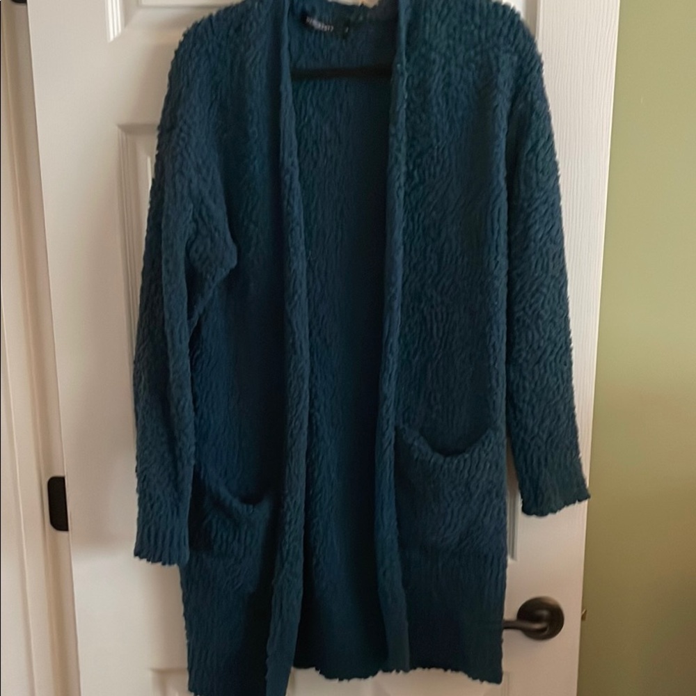 Teal blue Long Open Front Cardigan Sweater